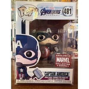 Funko POP! Captain America w/ Mjolnir Collector Corps Excl #481 in PROTECTOR